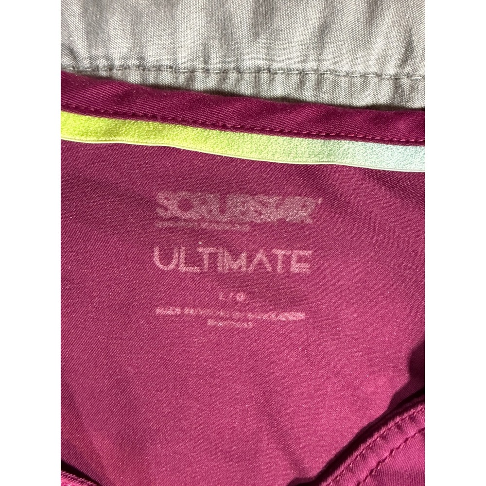 Scrubstar Ultimate Women Wine Mock Wrap Scrub Top WM00T862 Burgundy Large L - Picture 3 of 4